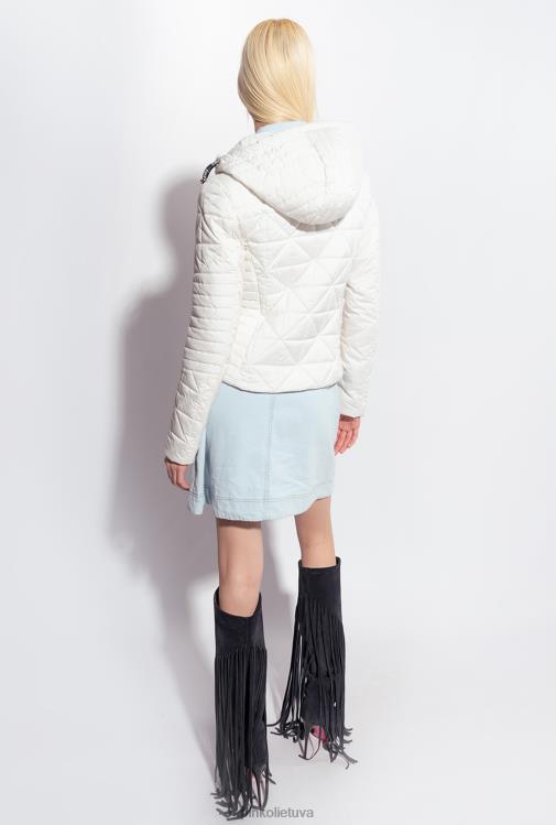 paltai | DH06P844 lengva pūkinė striukė su logotipu Pinko šilko baltumo