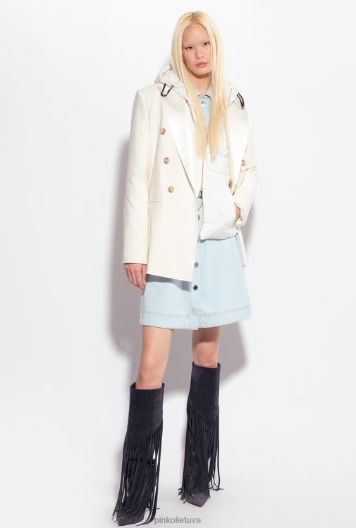 paltai | DH06P844 lengva pūkinė striukė su logotipu Pinko šilko baltumo