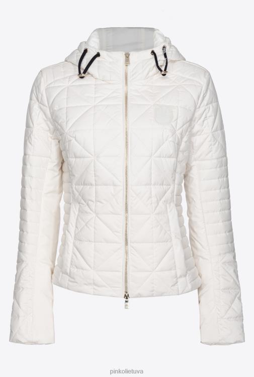 paltai | DH06P844 lengva pūkinė striukė su logotipu Pinko šilko baltumo