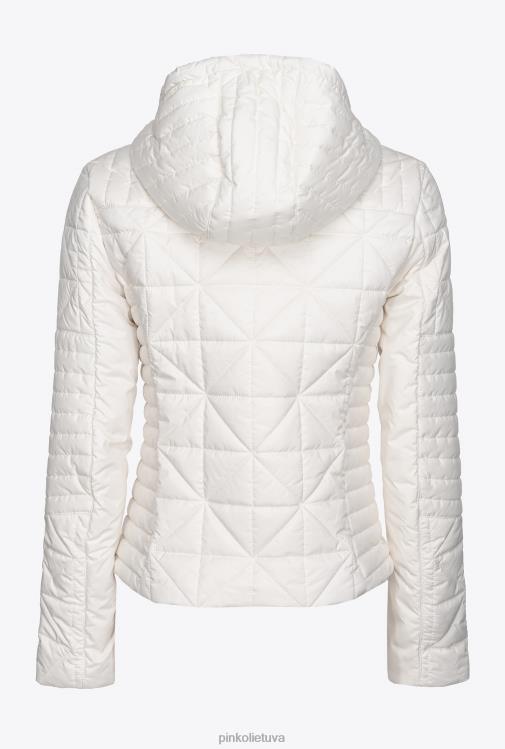 paltai | DH06P844 lengva pūkinė striukė su logotipu Pinko šilko baltumo