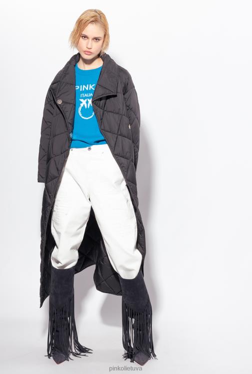 paltai | DH06P845 dygsniuotas maksi paltas su siuvinėjimu Pinko limuzinas juodas