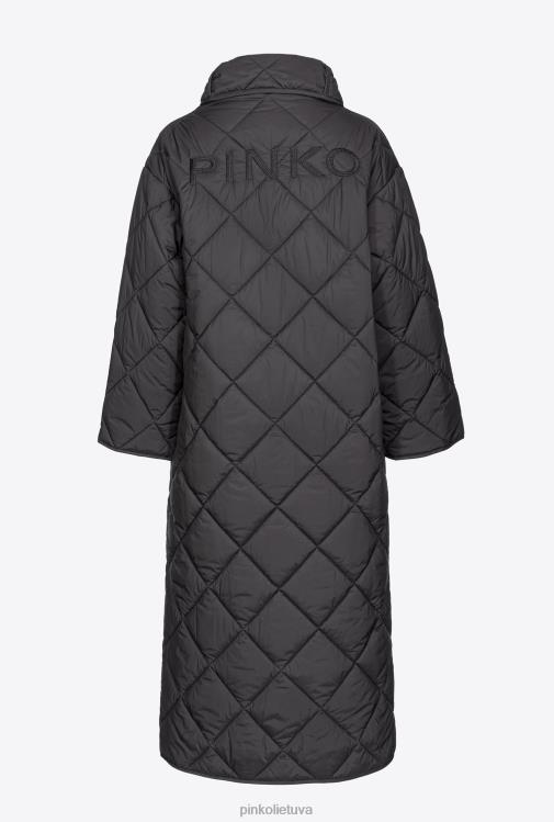 paltai | DH06P845 dygsniuotas maksi paltas su siuvinėjimu Pinko limuzinas juodas