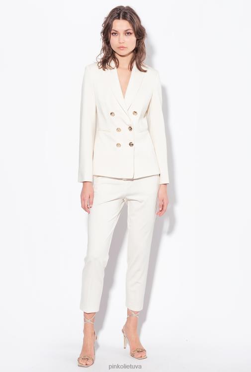 švarkai | DH06P569 švarkas su brangakmeniais sagomis Pinko rožinis dūmas baltas