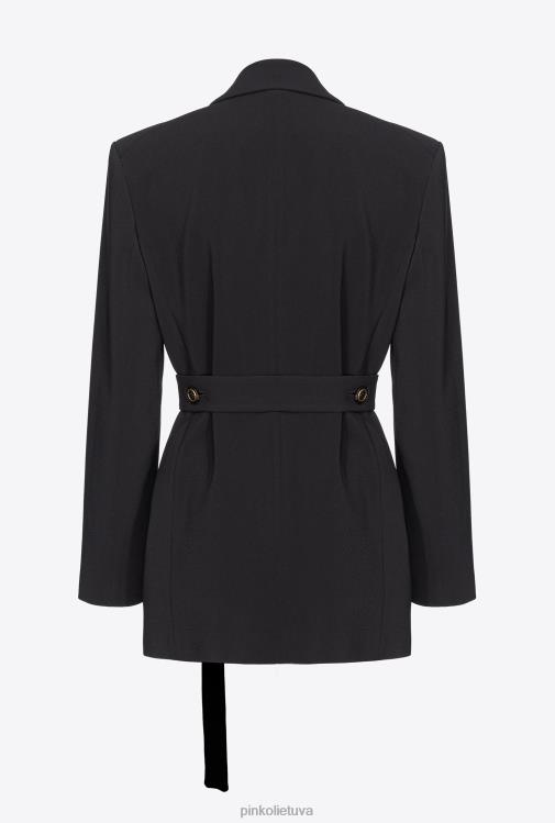 švarkai | DH06P579 švarkas su raišteliu diržu Pinko limuzinas juodas