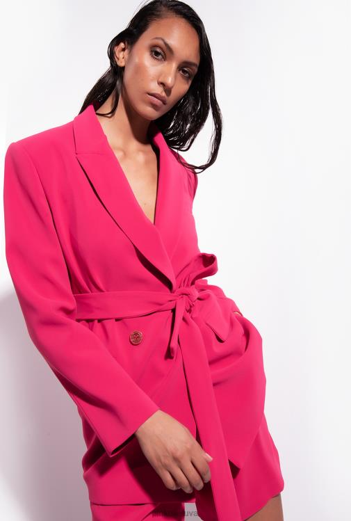 švarkai | DH06P580 švarkas su raišteliu diržu Pinko aviečių raudonumo