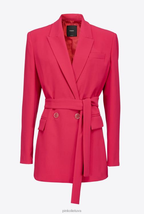 švarkai | DH06P580 švarkas su raišteliu diržu Pinko aviečių raudonumo