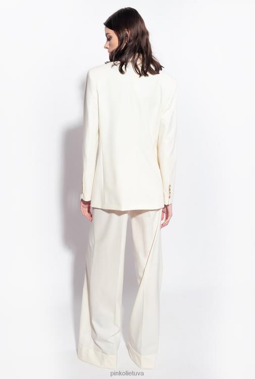švarkai | DH06P591 švarkas su atlasiniais atvartais Pinko balti vaniliniai ledai