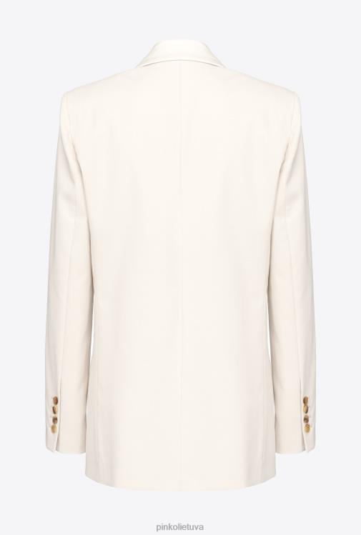 švarkai | DH06P591 švarkas su atlasiniais atvartais Pinko balti vaniliniai ledai