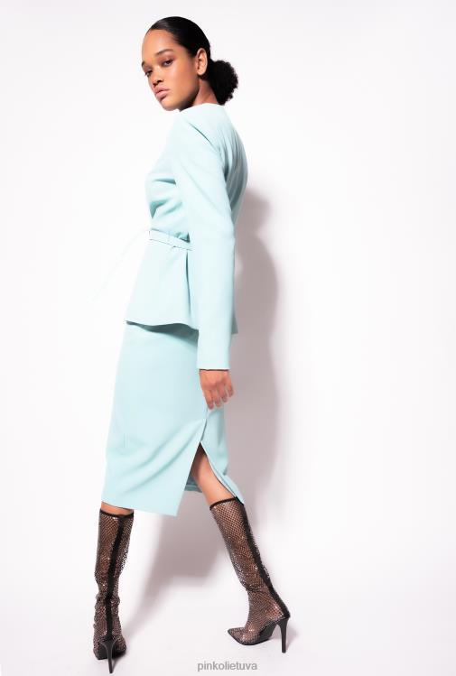 švarkai | DH06P593 elegantiška striukė su plonu dirželiu Pinko nilo mėlyna