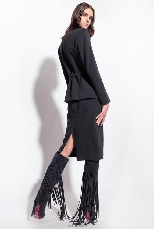 švarkai | DH06P594 elegantiška striukė su plonu dirželiu Pinko limuzinas juodas