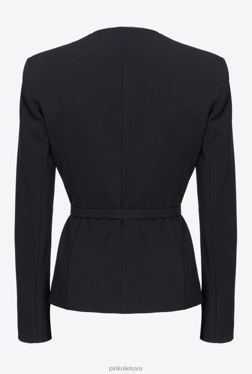 švarkai | DH06P594 elegantiška striukė su plonu dirželiu Pinko limuzinas juodas