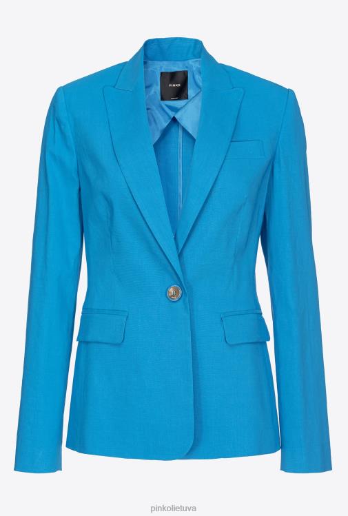 švarkai | DH06P600 vieneilis lininis švarkas Pinko direktorius mėlynas