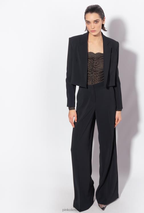 švarkai | DH06P603 ištemptas krepinis spencer švarkas Pinko limuzinas juodas