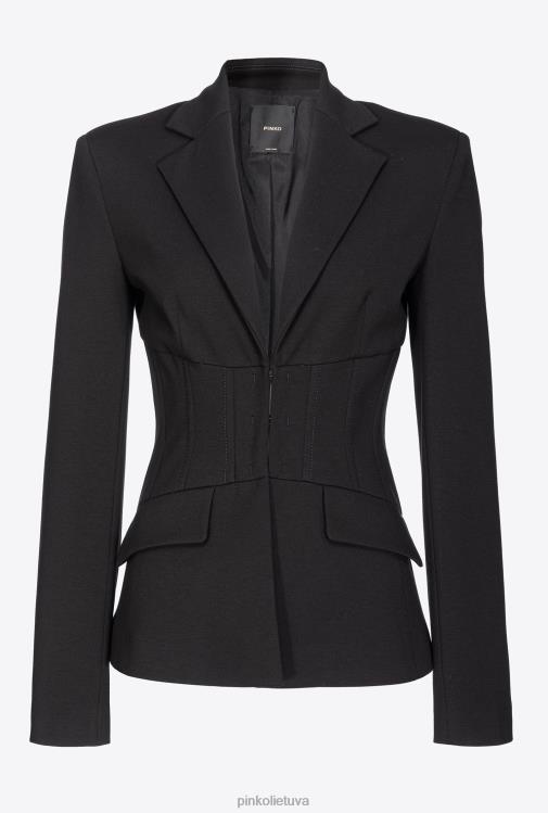 švarkai | DH06P616 švarkas su krūtinės detalėmis Pinko limuzinas juodas