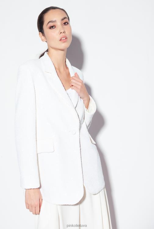 švarkai | DH06P617 galleria švarkas su blizgučiais Pinko beveik baltas