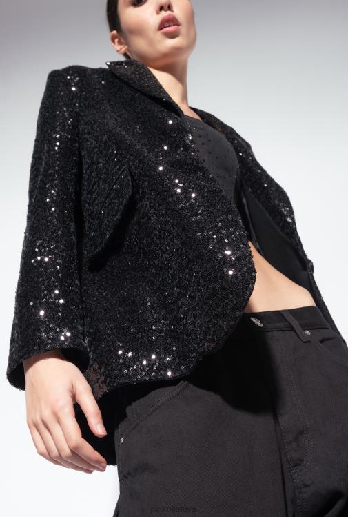 švarkai | DH06P618 galleria švarkas su blizgučiais Pinko limuzinas juodas