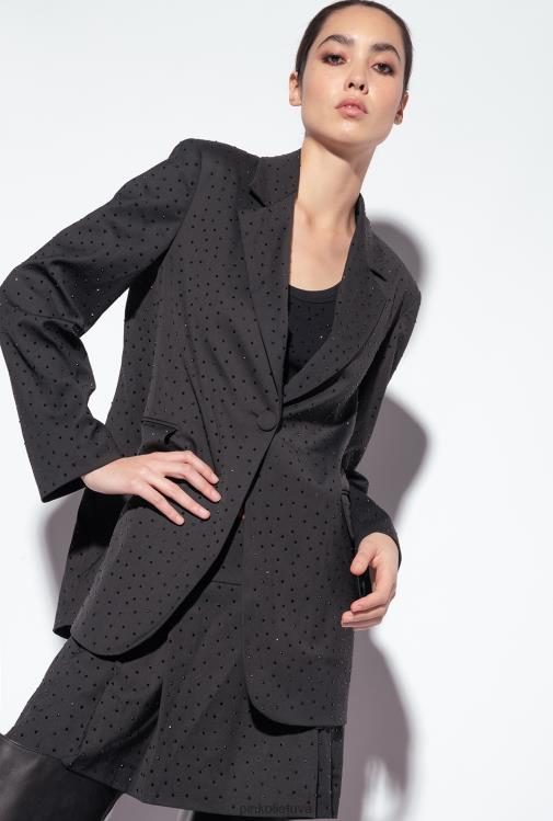 švarkai | DH06P619 Galleria pilnas kalnų krištolo švarkas Pinko limuzinas juodas