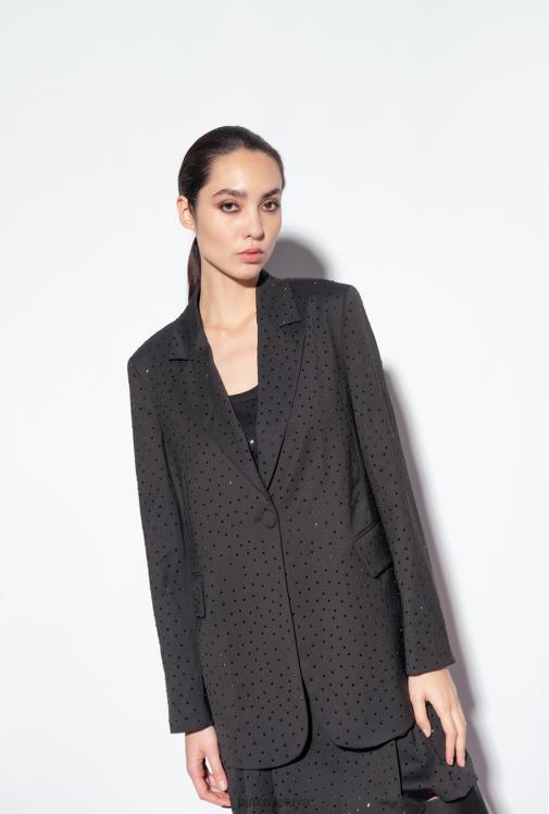 švarkai | DH06P619 Galleria pilnas kalnų krištolo švarkas Pinko limuzinas juodas