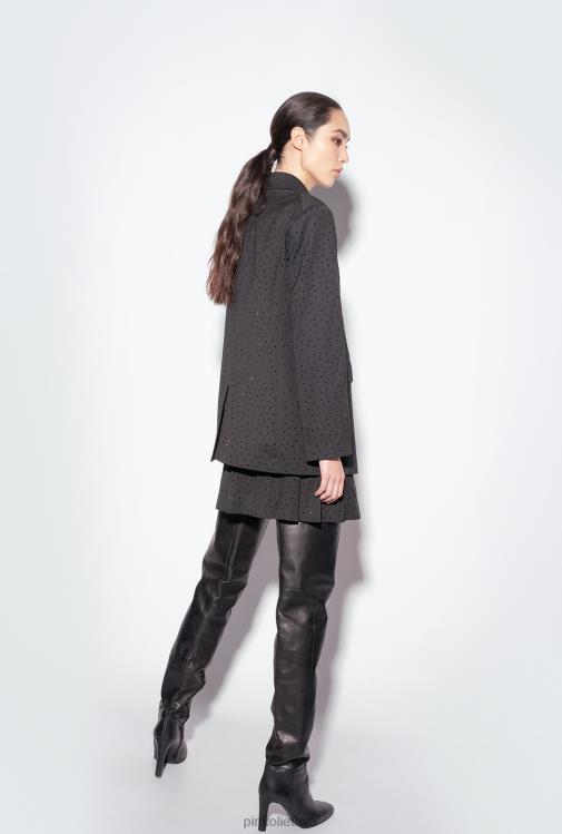 švarkai | DH06P619 Galleria pilnas kalnų krištolo švarkas Pinko limuzinas juodas