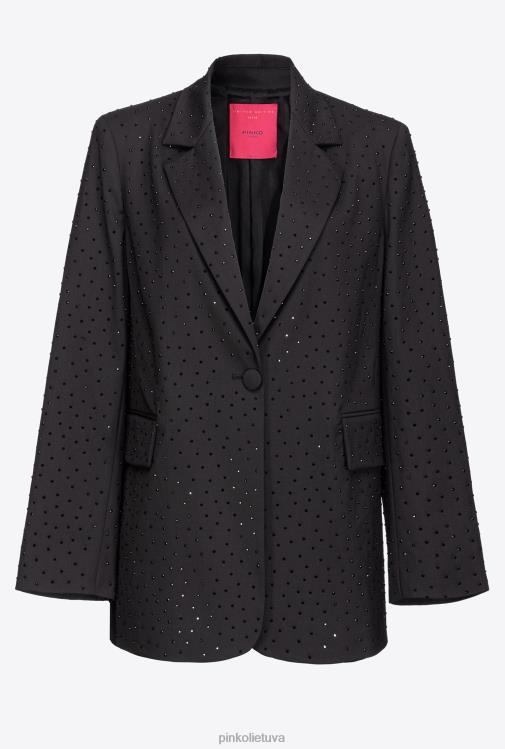 švarkai | DH06P619 Galleria pilnas kalnų krištolo švarkas Pinko limuzinas juodas