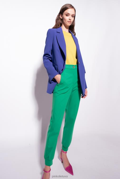 švarkai | DH06P635 vieneilis tamprus krepinis švarkas Pinko šmėkla mėlyna