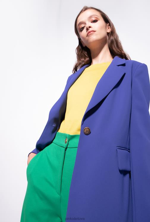 švarkai | DH06P635 vieneilis tamprus krepinis švarkas Pinko šmėkla mėlyna