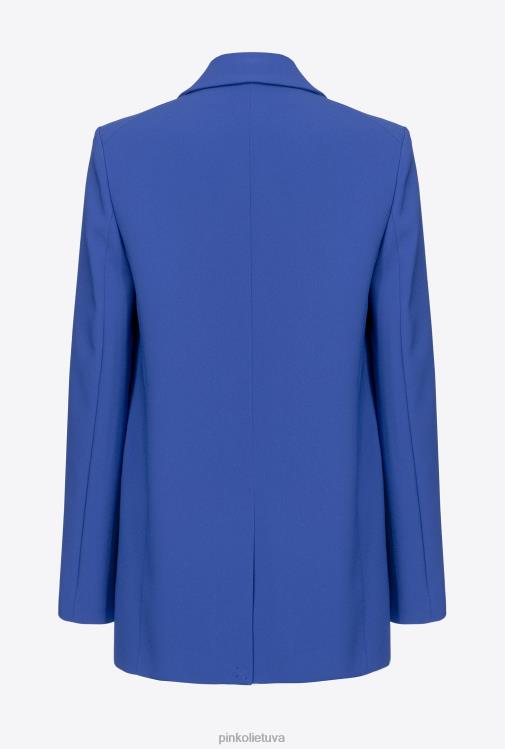 švarkai | DH06P635 vieneilis tamprus krepinis švarkas Pinko šmėkla mėlyna