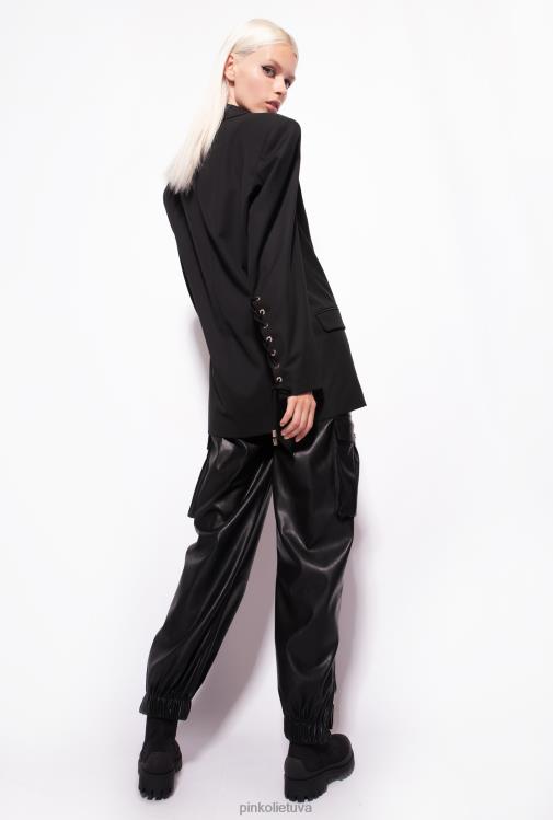 švarkai | DH06P637 švarkas su rankovių raišteliais Pinko limuzinas juodas