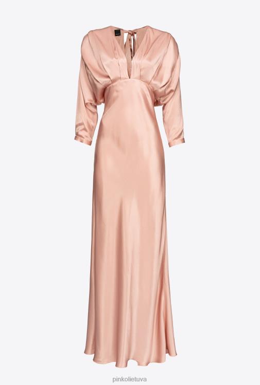 ilgos suknelės | DH06P110 satino suknele su lankeliu Pinko Kamejo rožinė