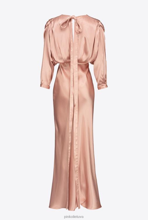 ilgos suknelės | DH06P110 satino suknele su lankeliu Pinko Kamejo rožinė