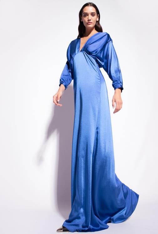 ilgos suknelės | DH06P111 satino suknele su lankeliu Pinko mėlyna