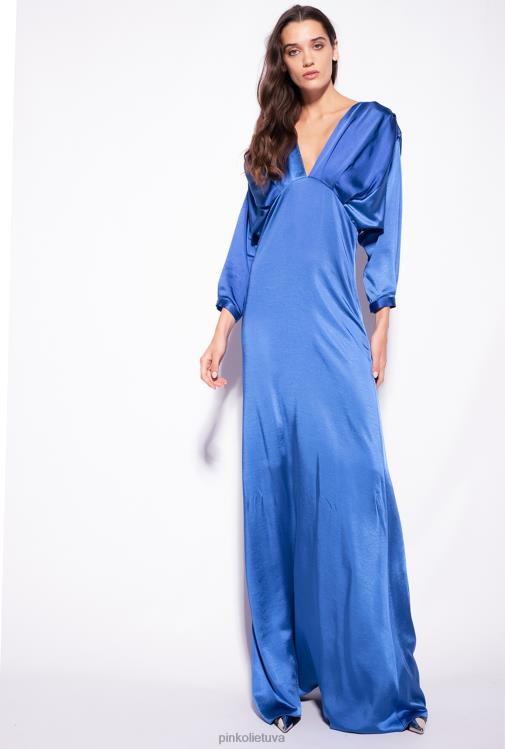 ilgos suknelės | DH06P111 satino suknele su lankeliu Pinko mėlyna