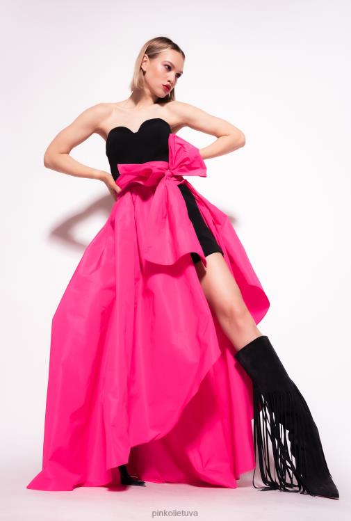 ilgos suknelės | DH06P135 dviejų dalių suknelė su žaidimų kostiumu Pinko juoda/fuksija
