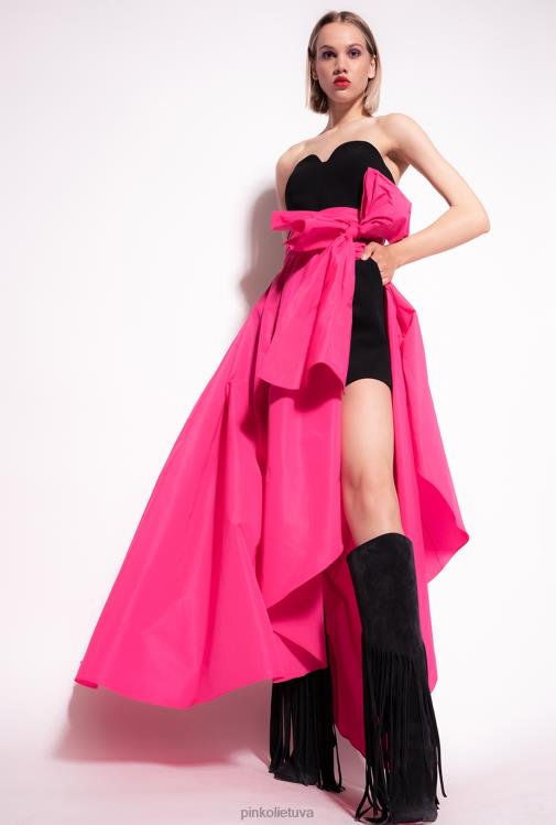 ilgos suknelės | DH06P135 dviejų dalių suknelė su žaidimų kostiumu Pinko juoda/fuksija