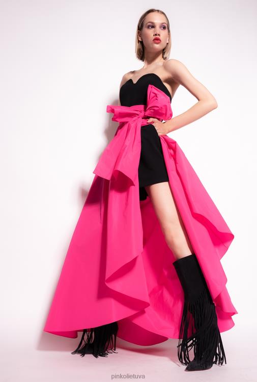 ilgos suknelės | DH06P135 dviejų dalių suknelė su žaidimų kostiumu Pinko juoda/fuksija