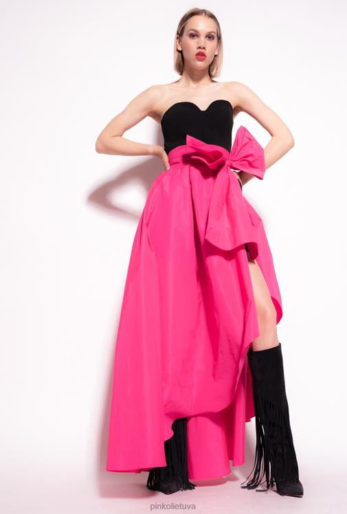 ilgos suknelės | DH06P135 dviejų dalių suknelė su žaidimų kostiumu Pinko juoda/fuksija