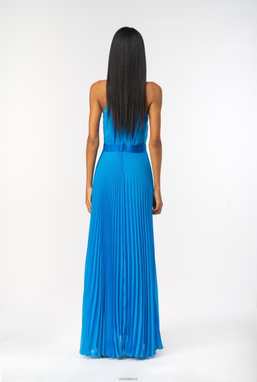 ilgos suknelės | DH06P148 ilga klostuota šifoninė suknelė Pinko direktorius mėlynas
