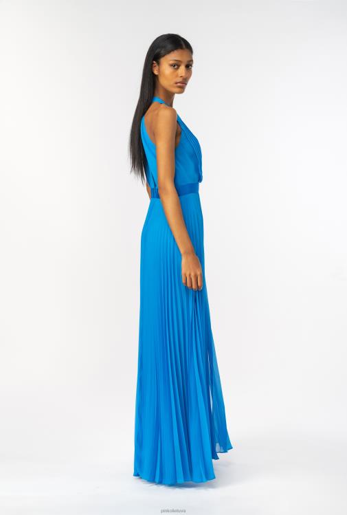 ilgos suknelės | DH06P148 ilga klostuota šifoninė suknelė Pinko direktorius mėlynas