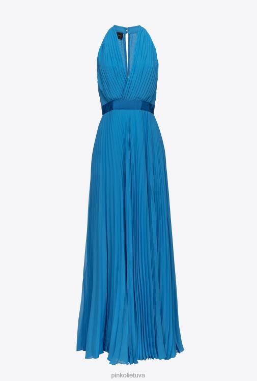 ilgos suknelės | DH06P148 ilga klostuota šifoninė suknelė Pinko direktorius mėlynas