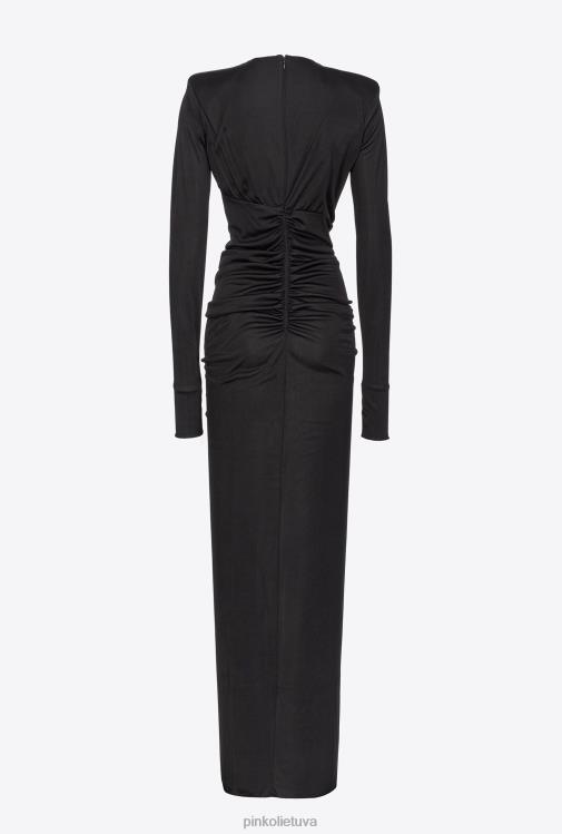 ilgos suknelės | DH06P166 blizgi suknelė ant vieno peties Pinko limuzinas juodas