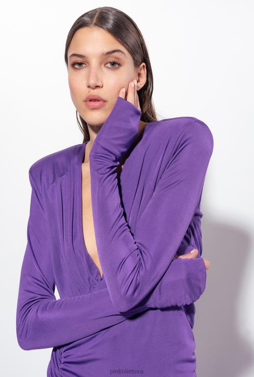 ilgos suknelės | DH06P167 blizgi suknelė ant vieno peties Pinko altas violetinė