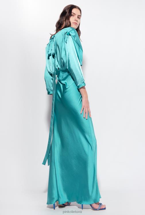 ilgos suknelės | DH06P169 satino suknele su lankeliu Pinko mėlyna
