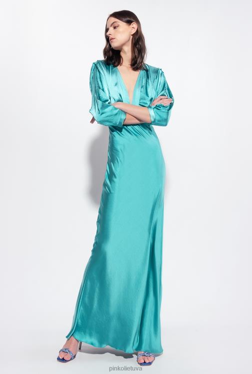ilgos suknelės | DH06P169 satino suknele su lankeliu Pinko mėlyna