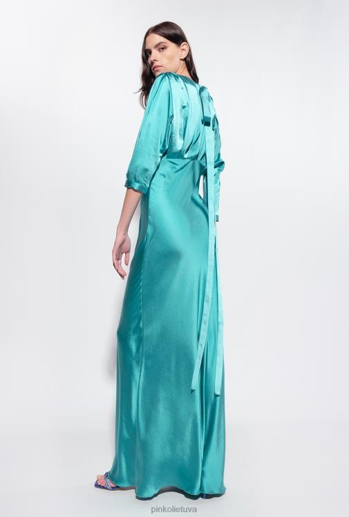ilgos suknelės | DH06P169 satino suknele su lankeliu Pinko mėlyna