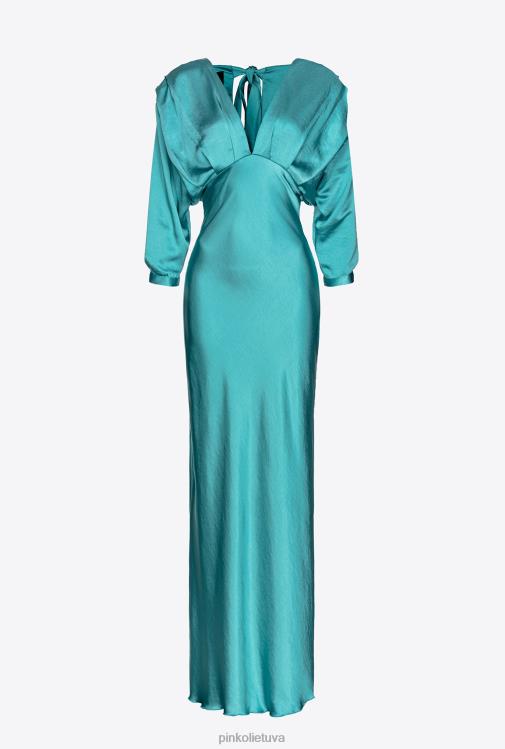 ilgos suknelės | DH06P169 satino suknele su lankeliu Pinko mėlyna