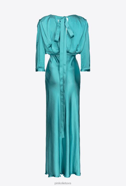 ilgos suknelės | DH06P169 satino suknele su lankeliu Pinko mėlyna
