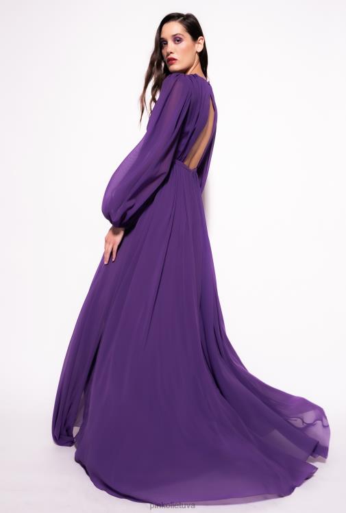 ilgos suknelės | DH06P183 ilga, elegantiška šifoninė suknelė Pinko altas violetinė