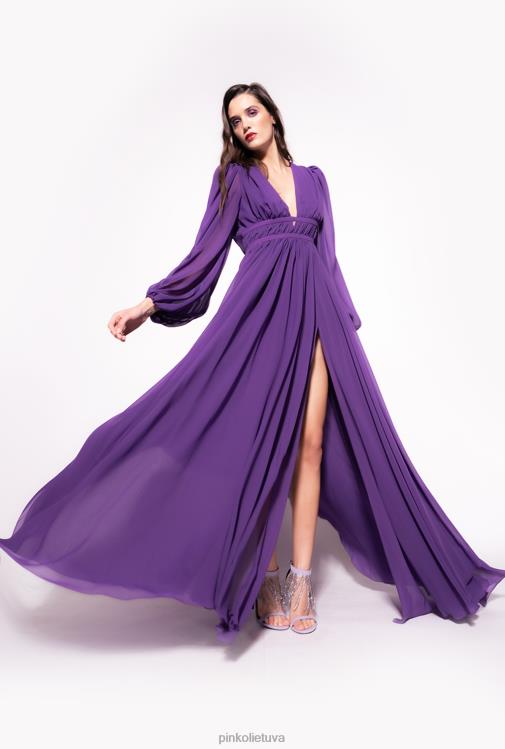 ilgos suknelės | DH06P183 ilga, elegantiška šifoninė suknelė Pinko altas violetinė