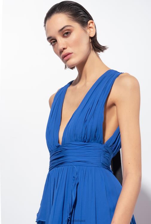 ilgos suknelės | DH06P185 ilga suknelė su raukšlėmis Pinko mėlyna