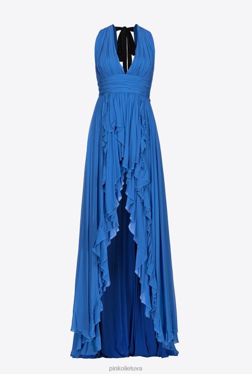 ilgos suknelės | DH06P185 ilga suknelė su raukšlėmis Pinko mėlyna